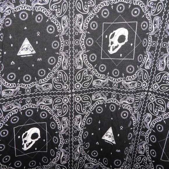 DJAB Streetwear Mens S Black White Third Eye Animal Skull T Shirt Side Zippers - Picture 8 of 10